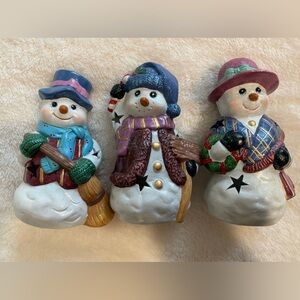 Snowman Candle Holders Winter Home Decor (set of 3)